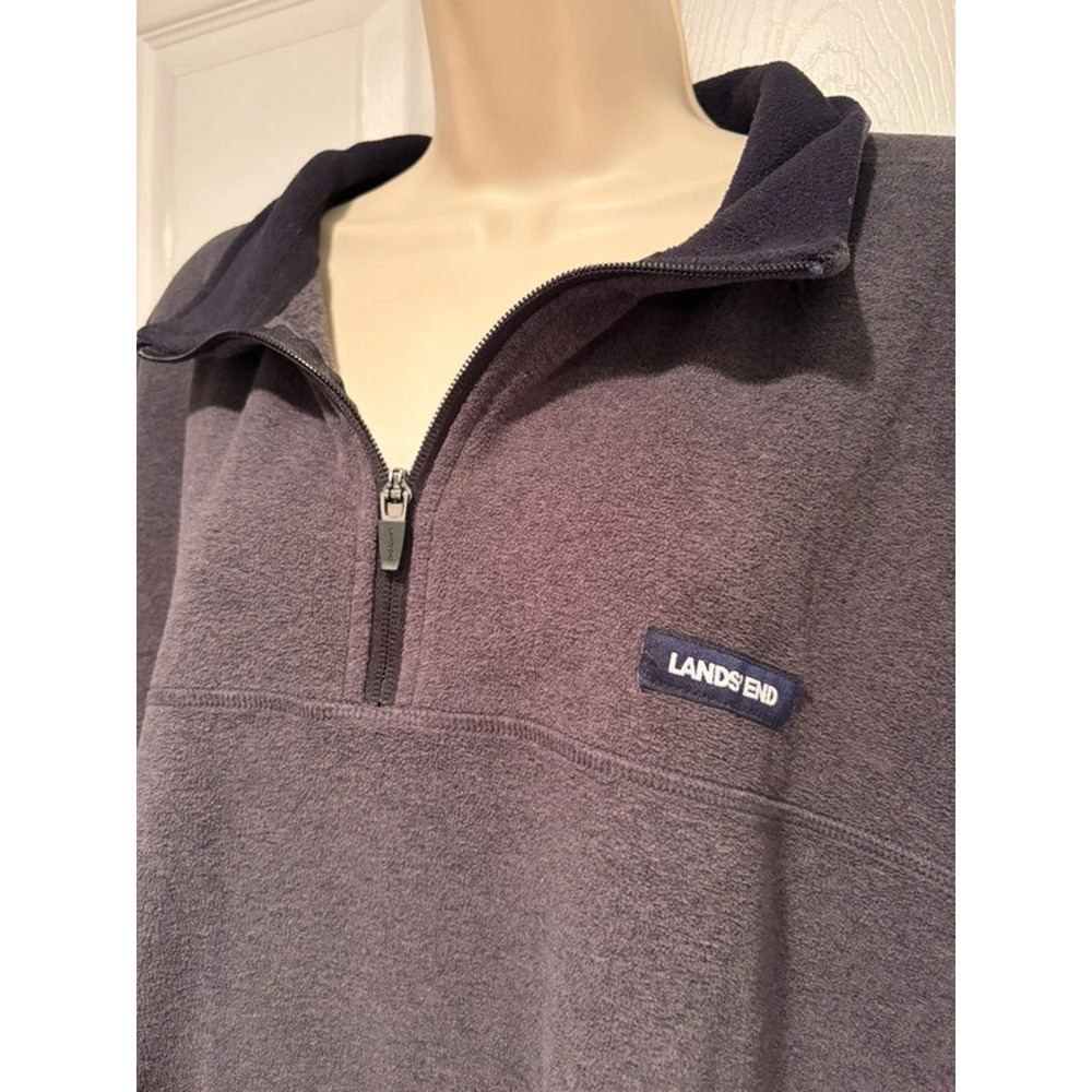 Lands End Fleece Pullover 3XL Tall Charcoal Gray Quarter Zip Mens Cozy